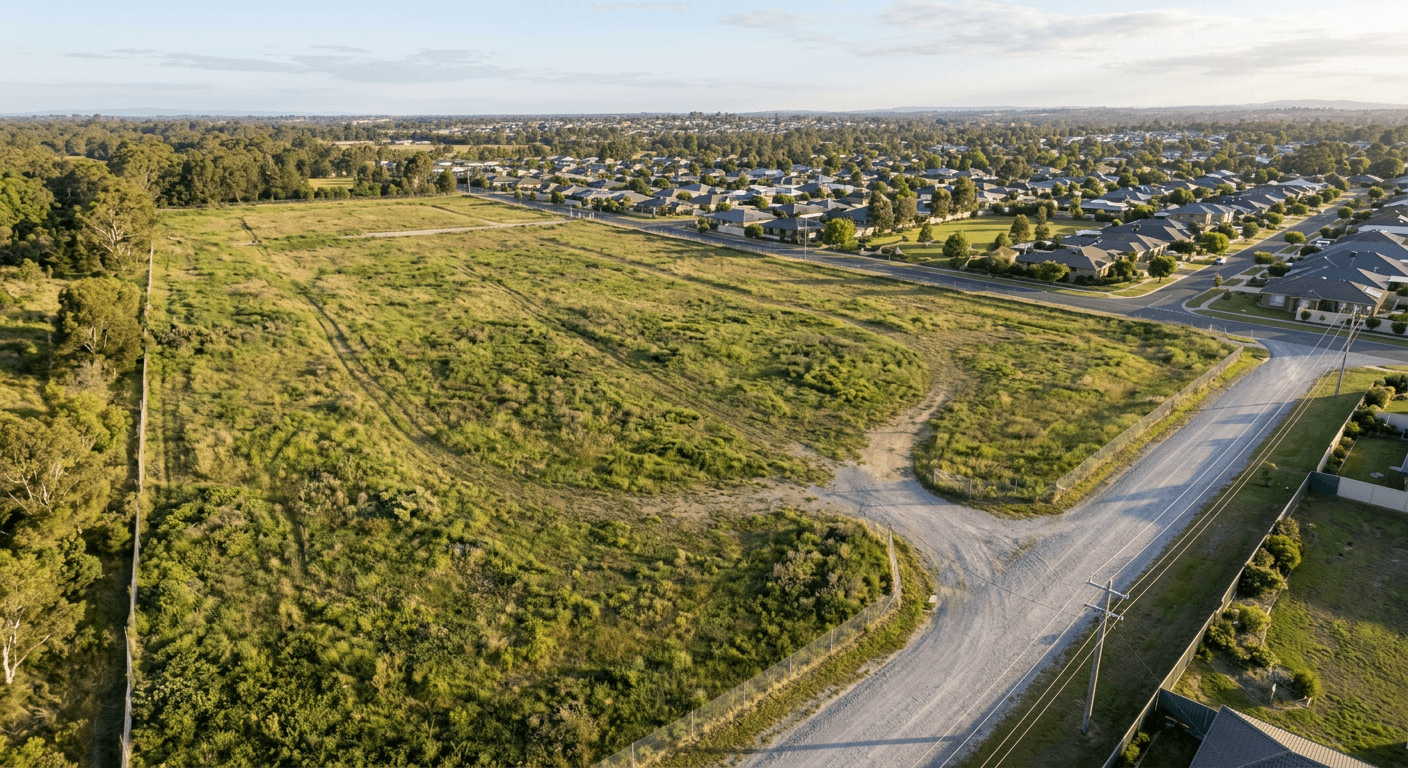 Aerial view of a vacant grassy land parcel