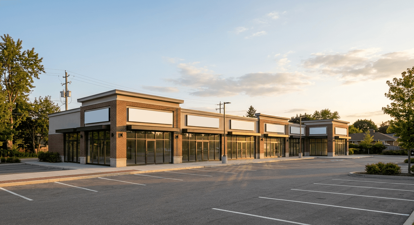Low-rise building with ground-floor storefronts
